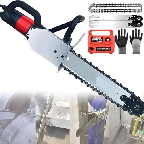 High-Power 8800W Diamond Chain Concrete Saw, 7500 RPM Brushless Electric Cutting Machine for Wall Grooves, Rebar, Marble & Brick - Wet Cutting Tool