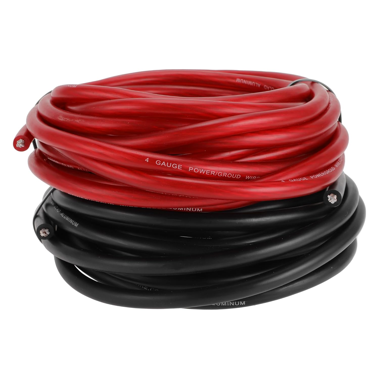 Motoforti 4 Gauge Ground Wire Copper Clad Aluminum CCA - Car Amplifier Power & Ground Cable, Battery Cable for Car Audio Speaker,Solar, Auto, RV Trailer & Marine 25 Feet Each-Black/Red