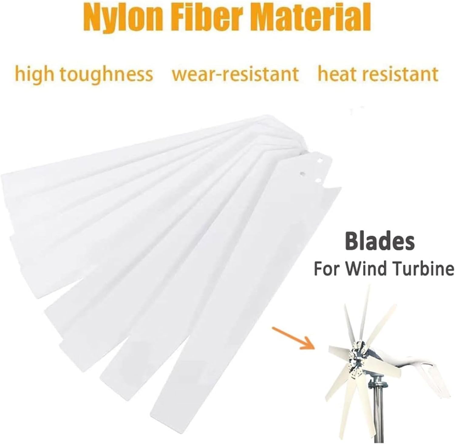 CAJUCA 8PC Wind Turbine Blades High Strength Nylon Fibers Blades 550Mm Blades for Horizontal Wind Generator