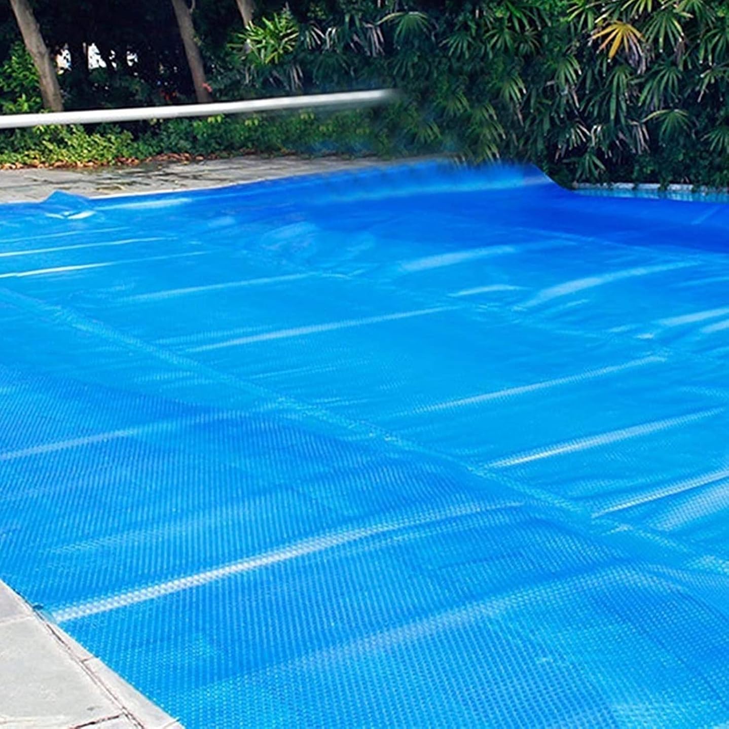 Pool Solar Cover with Bubbles Rectangle Solar Pool Cover with Grommets, Above-Ground Swimming Pools Heating Blanket Heavy Duty Blue Bubble Tarpaulin Insulation Film，Pool Solar Cover Protector (Size :
