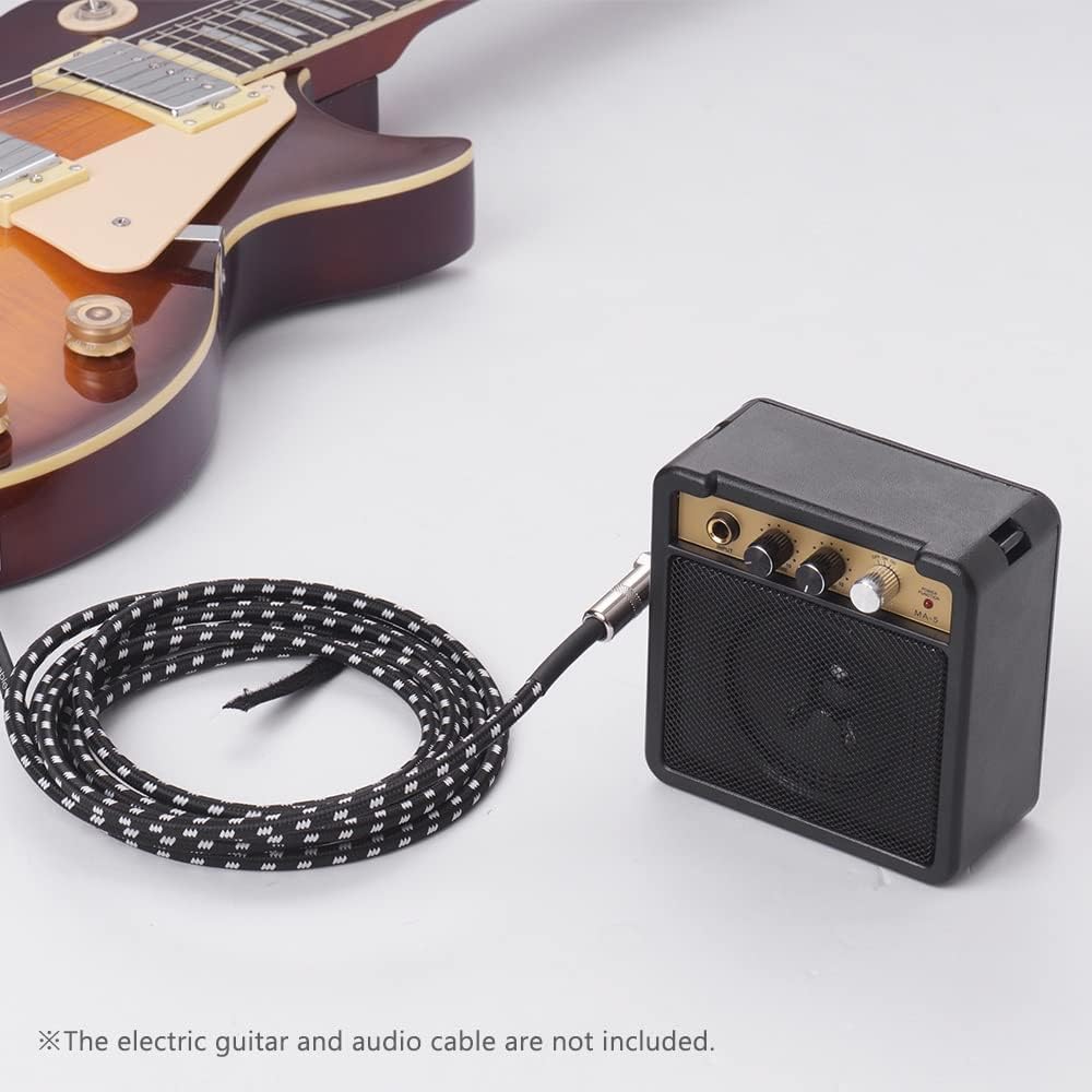 M Guitar Amplifier Amp Speaker 1W with 6.35mm Input 1/4 Inch Headphone Output Supports Volume Tone Adjustment
