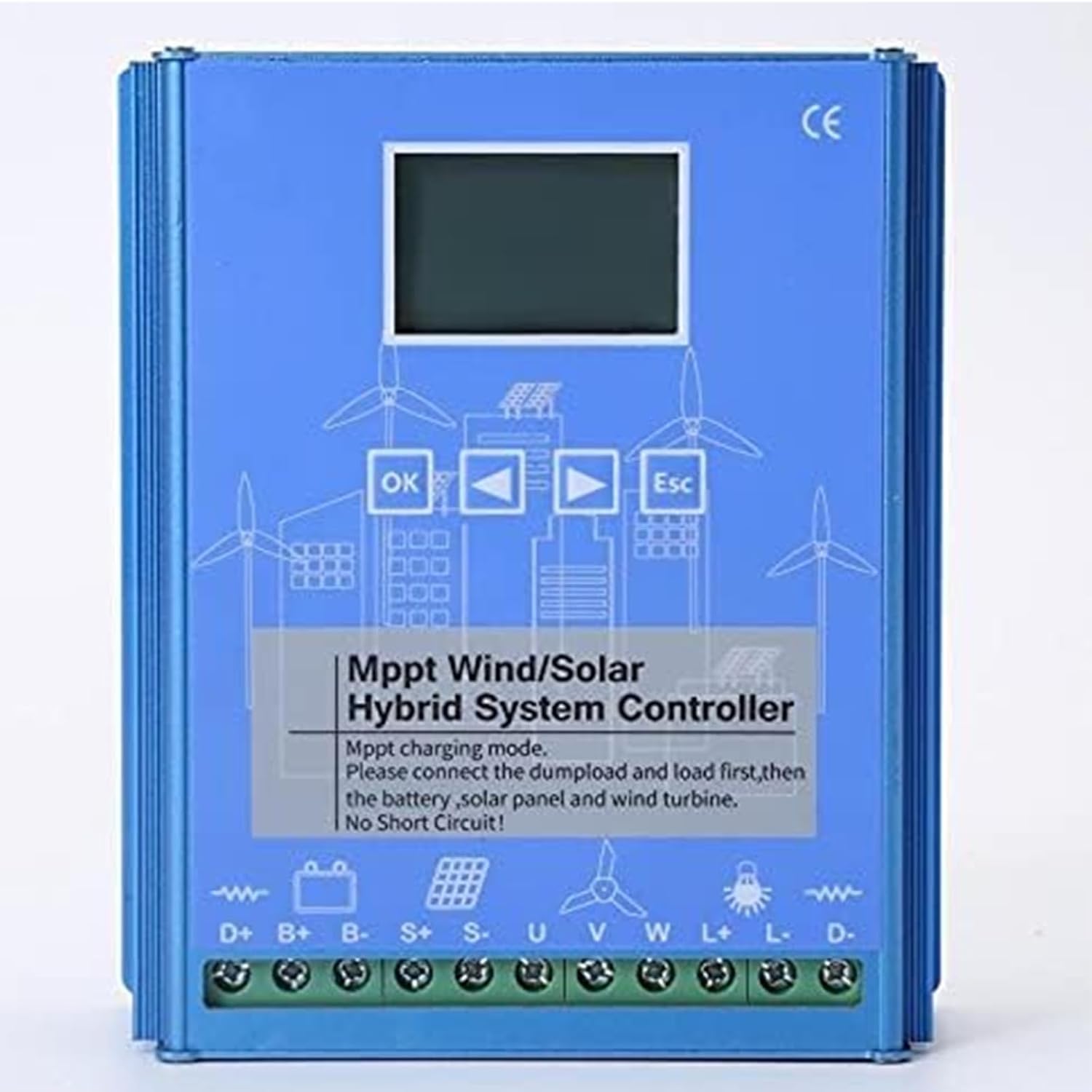 12V/24V/48V Wind and Solar Complementary Regulator, Wind Solar Hybrid Charge Controller3000W-6000W Apply to Wind Turbine Generator Charger Battery (Blue),48V