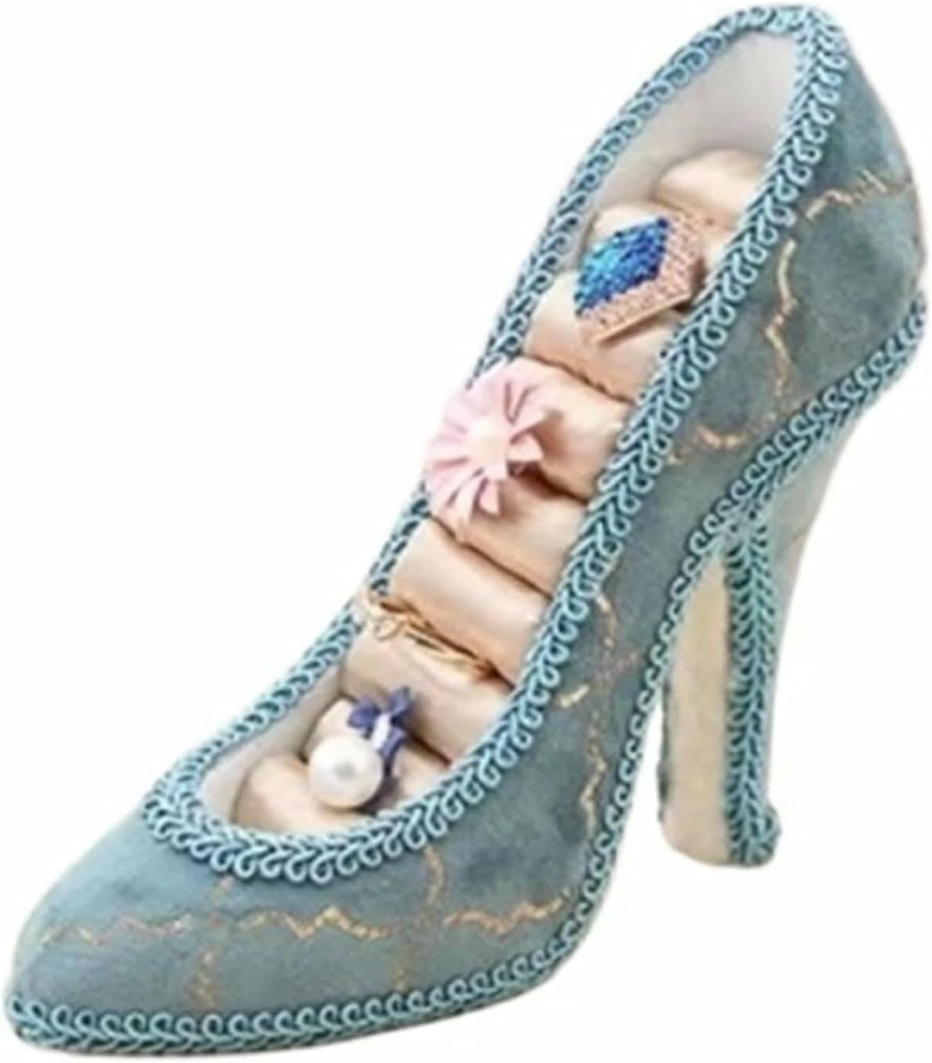 Jewelry Box Organiser,Vintage Jewelry Stand Fashionable Bracket Metal Earrings Rack Blue Double-Deck Jewelry Display Stand,10.6 Inch Height Girls Woman Earrings, Necklace, Bracelet(B) (D)