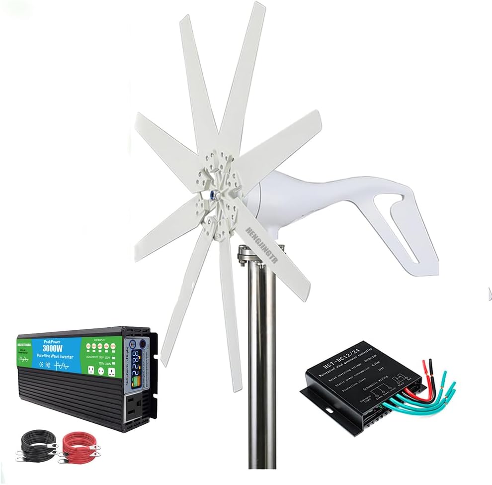 6000W Vertical Axis Wind Generators for Home Use Kit,12V-220V Windmill Small Wind Turbine Generator for Terrace/Chalet/Fishing Boat/Motor Home