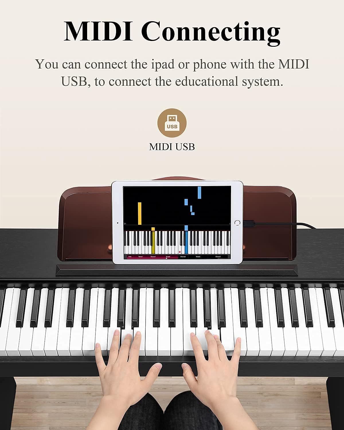 Keyboard Piano, Eastar 61 Key Keyboard for Beginners/Professional, Full Size Electric Piano, Classic Wooden Digital Keyboard with Sustain Pedal & Music Stand, Supports MP3/USB/Audio/Mic/Headphones