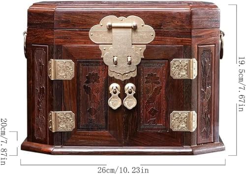 Elegant Mahogany Multi-Layer Jewelry Box - Red Rosewood Organizer for Rings, Necklaces & Accessories - Chic Wooden Storage Solution for Home Décor or Gifts