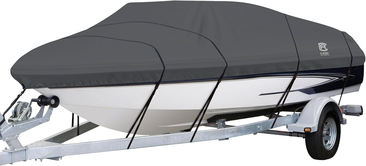 Classic Accessories StormPro Heavy-Duty Boat Cover, Fits Boats 22 ft - 24 ft Long x 116 in Wide
