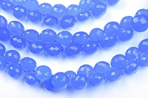 13 inch natural beads strand of 8-9mm faceted onion blue chalcedony quartz gemstone briolletes beads for DIY jewelry - necklace, bracelet, earring, ring.