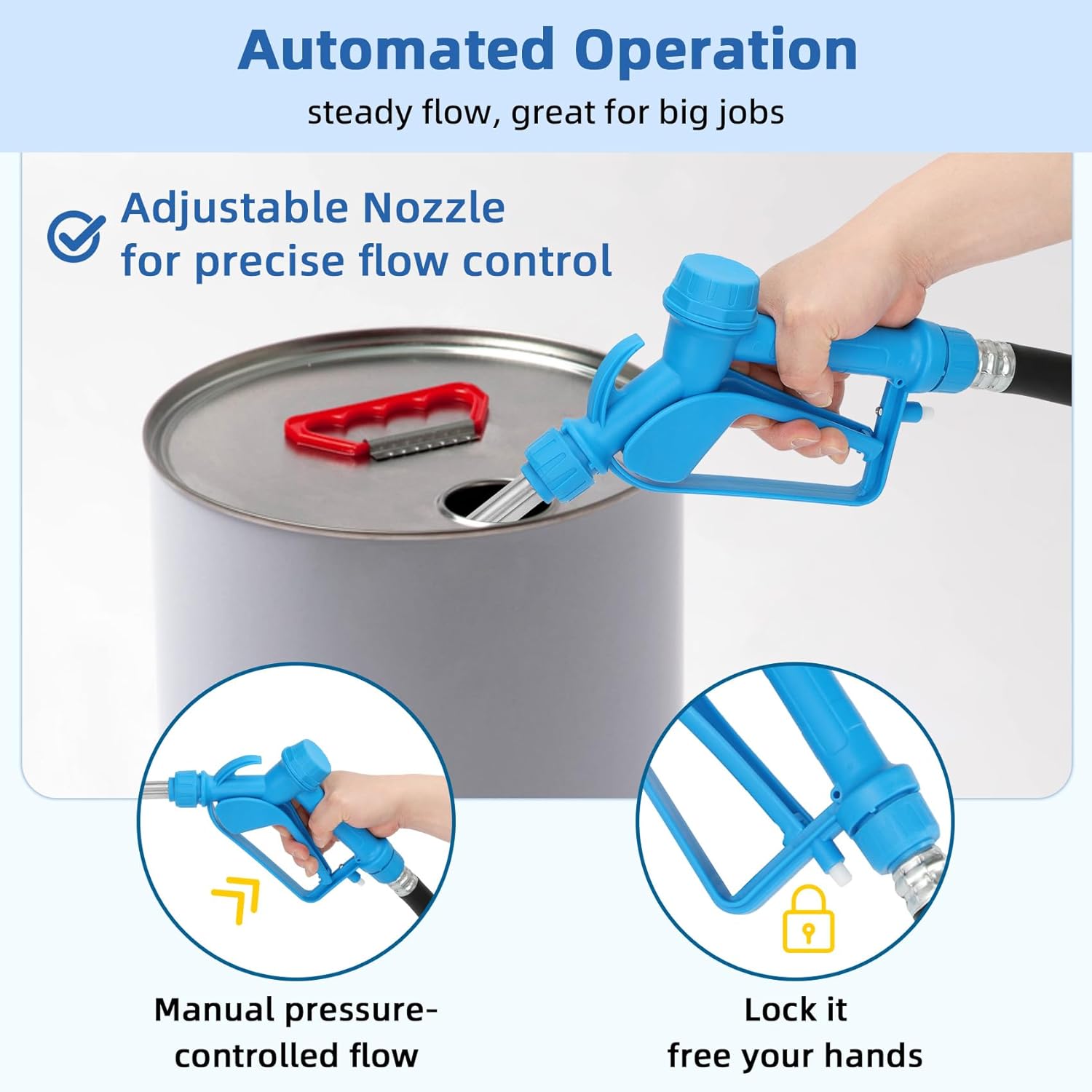 Electric Drum Barrel Pump, 12V DC/100-240V AC Power, 55 Gallon Drum Pump with 2-Inch Bung Adapter, 7.4 GPM Flow Rate, Suitable for DEF/AdBlue, Diesel, Antifreeze, Water-Based Fluids