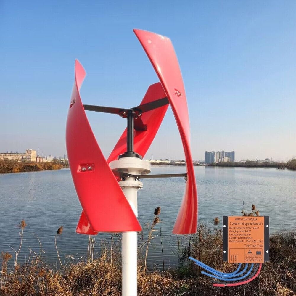3 Blades Wind Turbine 8000W Maglev Wind Turbine with Controller Vertical Axis Wind Turbine No Noise with Waterproof Charge Controller