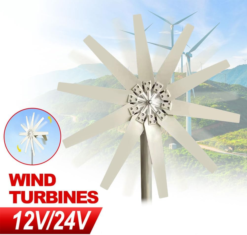 48V,10000W Free Energy Home Farm Windmill Low Wind Speed Generator,Horizontal Axis Wind Power Turbine 12V 24V 48V 10 Blades Wind Generator with MPPT Controller