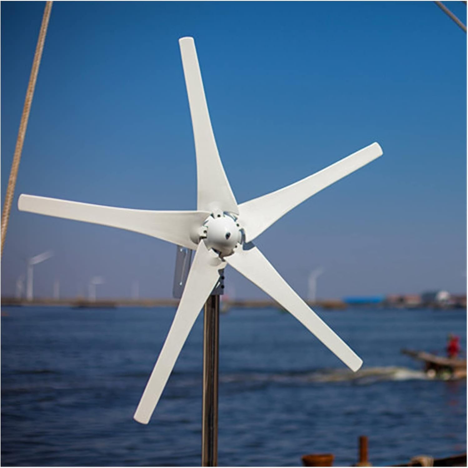 Small Household Portable Low Speed Three Phase Wind Turbine 400W 12V 24V for Home Outdoor Power Tools (Color : Deluxe Controller Specification : 6 Blades)