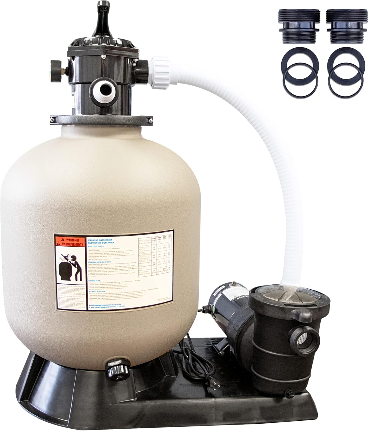 HYDROTOOLS Pool Sand & Cartridge Filter Pumps for Above Ground Pools |12-16 Inch & 8-40 SF Cleaner Systems | 1/3 to 1 HP Pump Options|for Intex Bestway Soft Sided Pools 40mm to 1.5 Inch Hose Convert