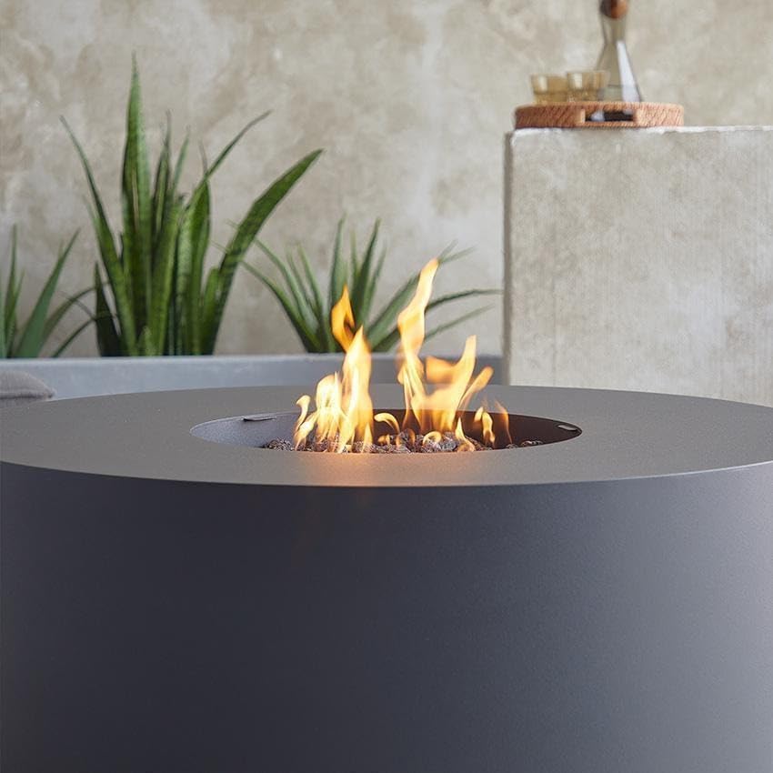 Covewood 41 Inch Round Aluminum Natural Gas Fire Pit Table in Black by Lakeview Outdoor Designs