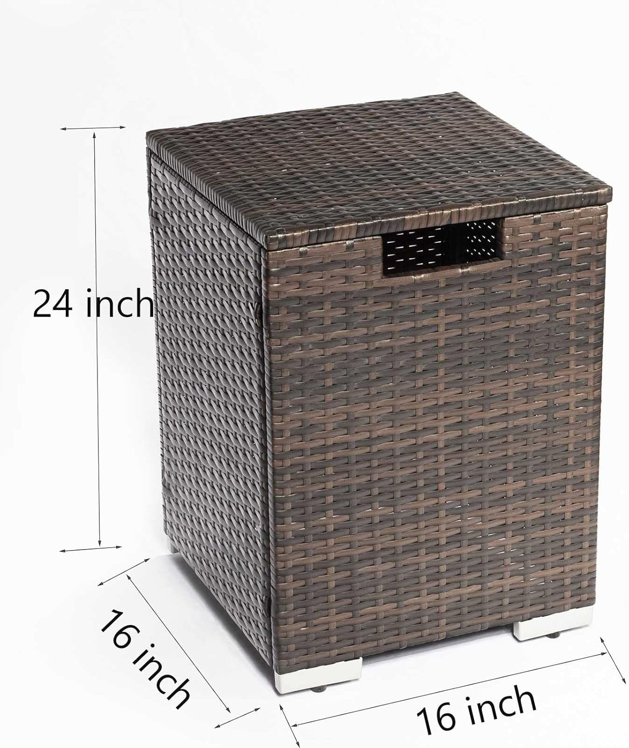 Propane Hideaway Table, Outdoor Brown Wicker Tank Table for Gas Fire Pits, Propane Tank Cover,16: X 16