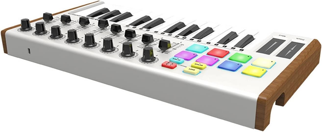 Keyboard Piano 25-Key MINI Ultra-Portable USB MIDI Keyboard Controller MIDI Controller 8 RGB Backlit Trigger Pads