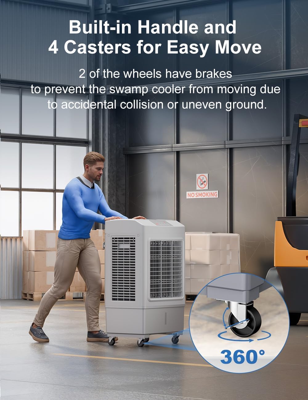 Large Swamp Cooler Air Conditioner, 2200CFM Evaporative Air Cooler, 7H Timer & 8 Gal Water Tank, 100°Oscillation, 3 Speeds & 1 Ice Boxes,Remote, Portable Air Conditioner for Garage Home