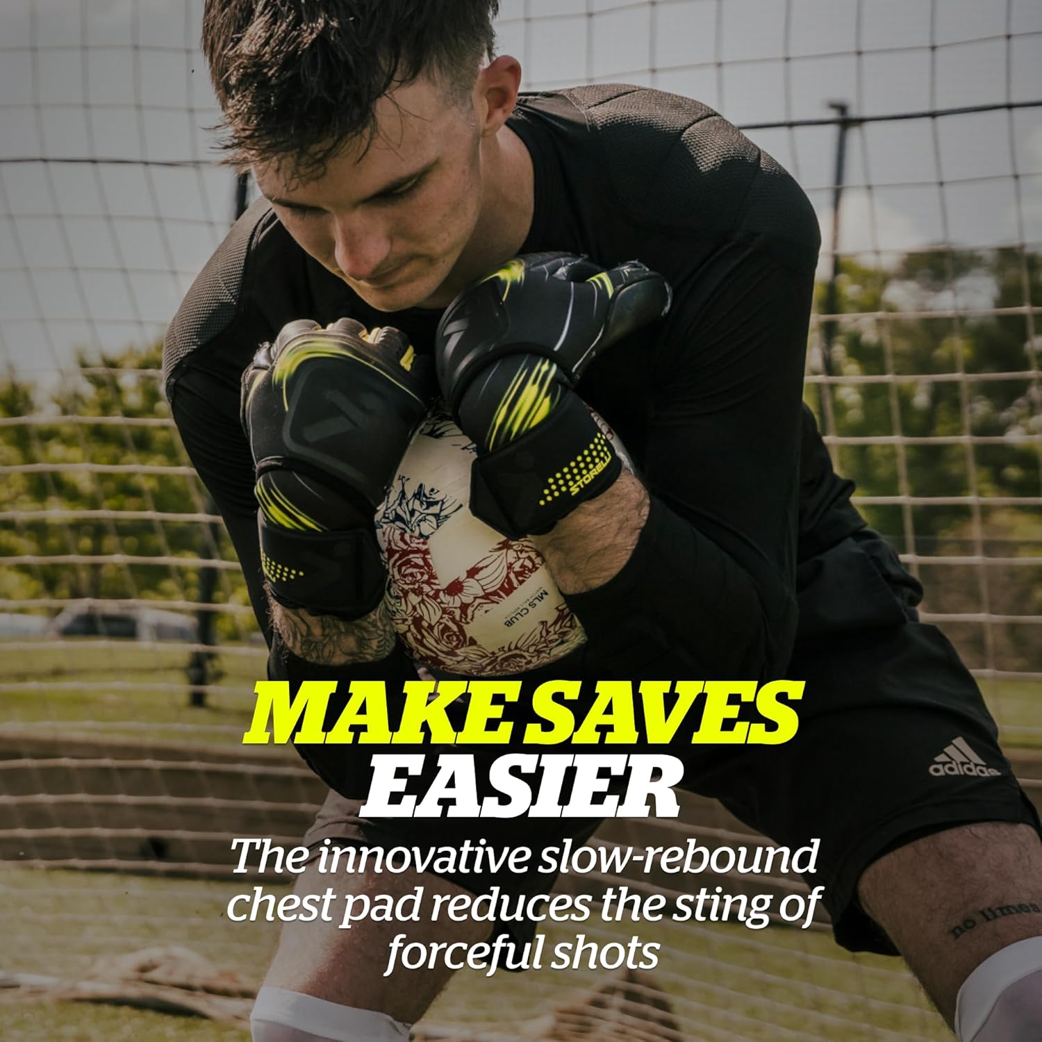 Storelli BodyShield Goalkeeper 3/4 Undershirt, Compression Shirt, Sports Accessories, Goalie Shirt, Turf Protection