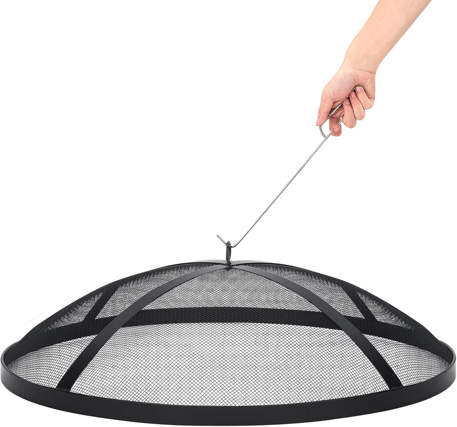 Fire Pit Spark Screen - Compatible with Bonfire Size Fire Pit, Easily Lifts, Stainless Steel, Mesh Protector, Guide Rod Included, Outdoor Accessory, 36x36x7 Inches