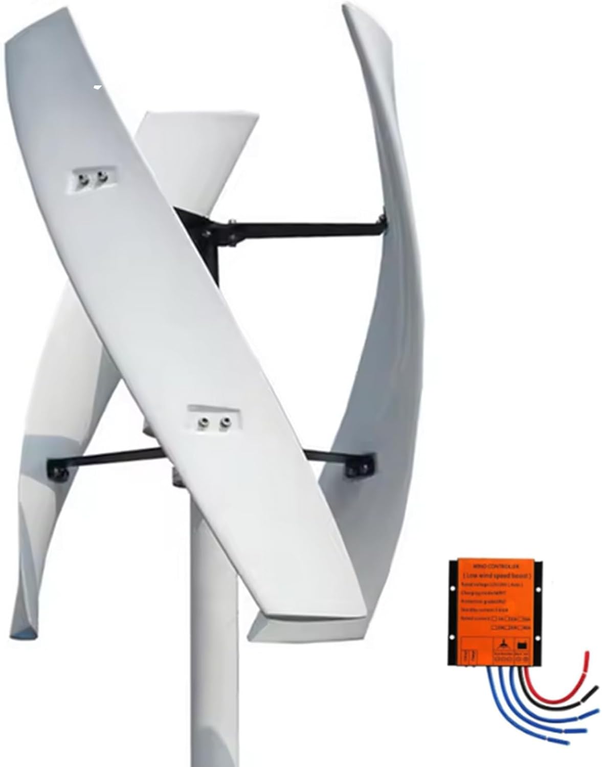 Noiseless Vertical Axis Wind Turbine Generator 12000W with MPPT Controller, 12V 24V 48V 220V Magnetic Levitation Turbine for Home Street Lighting (White)