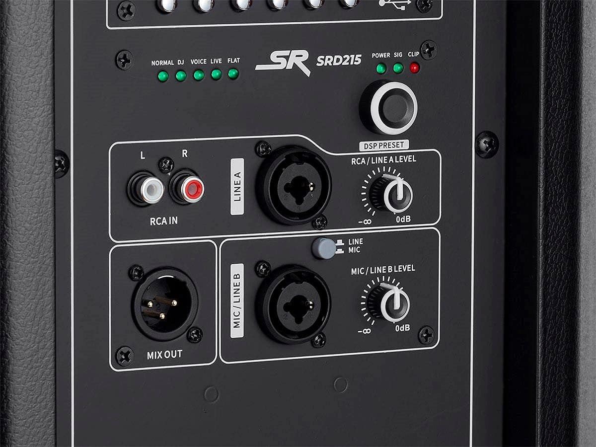 Monoprice Stage Right Series, 15-Inch Powered Speaker, 1400W, SRD215, Class D Amp, DSP, Bluetooth Streaming