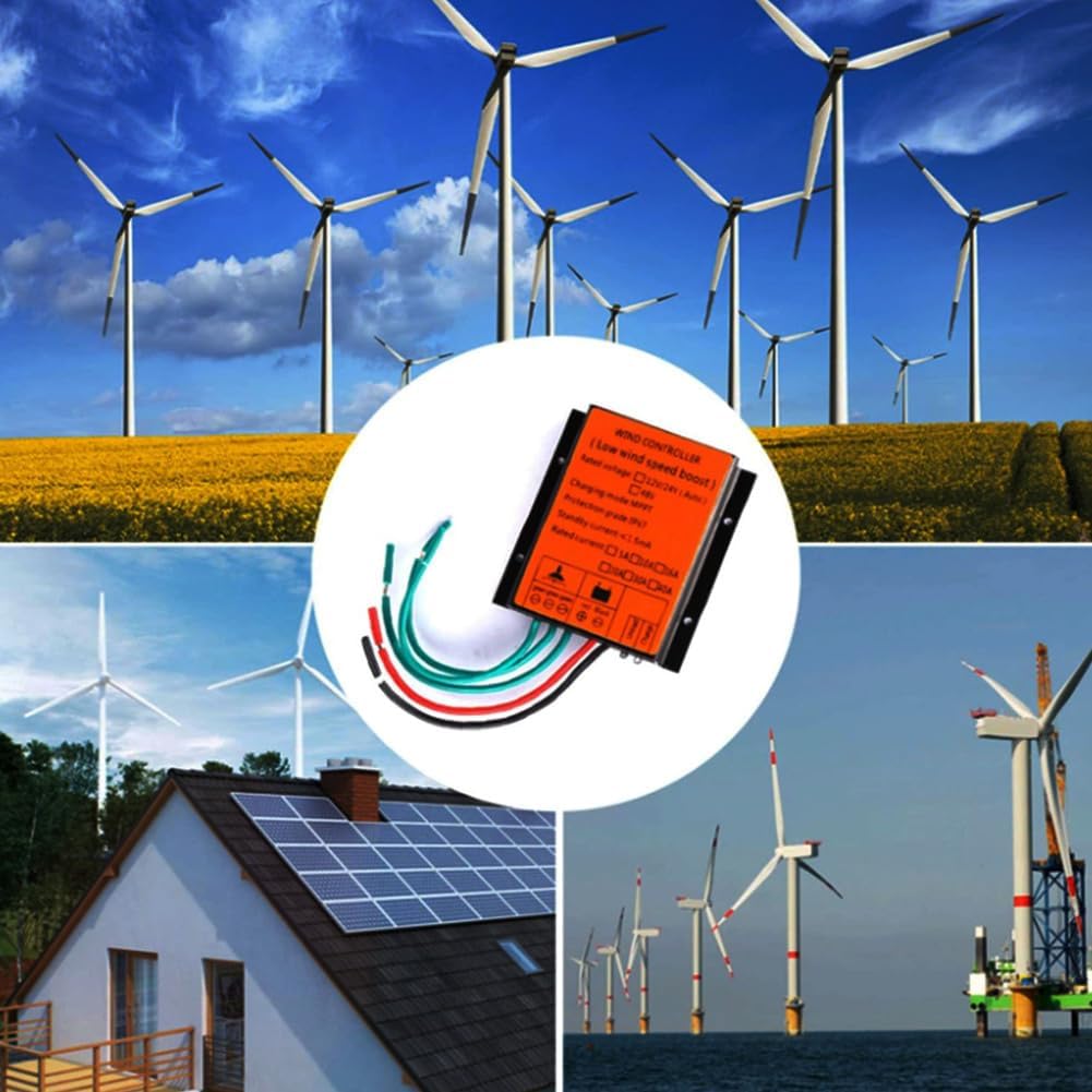 5000W MPPT Wind Turbine Generator Controller, 16A IP67 Waterproof Wind Generator Controller, Auto Match MPPT Controllerfor DC Wind Turbine 12V 24V 48V 220V (Orange)