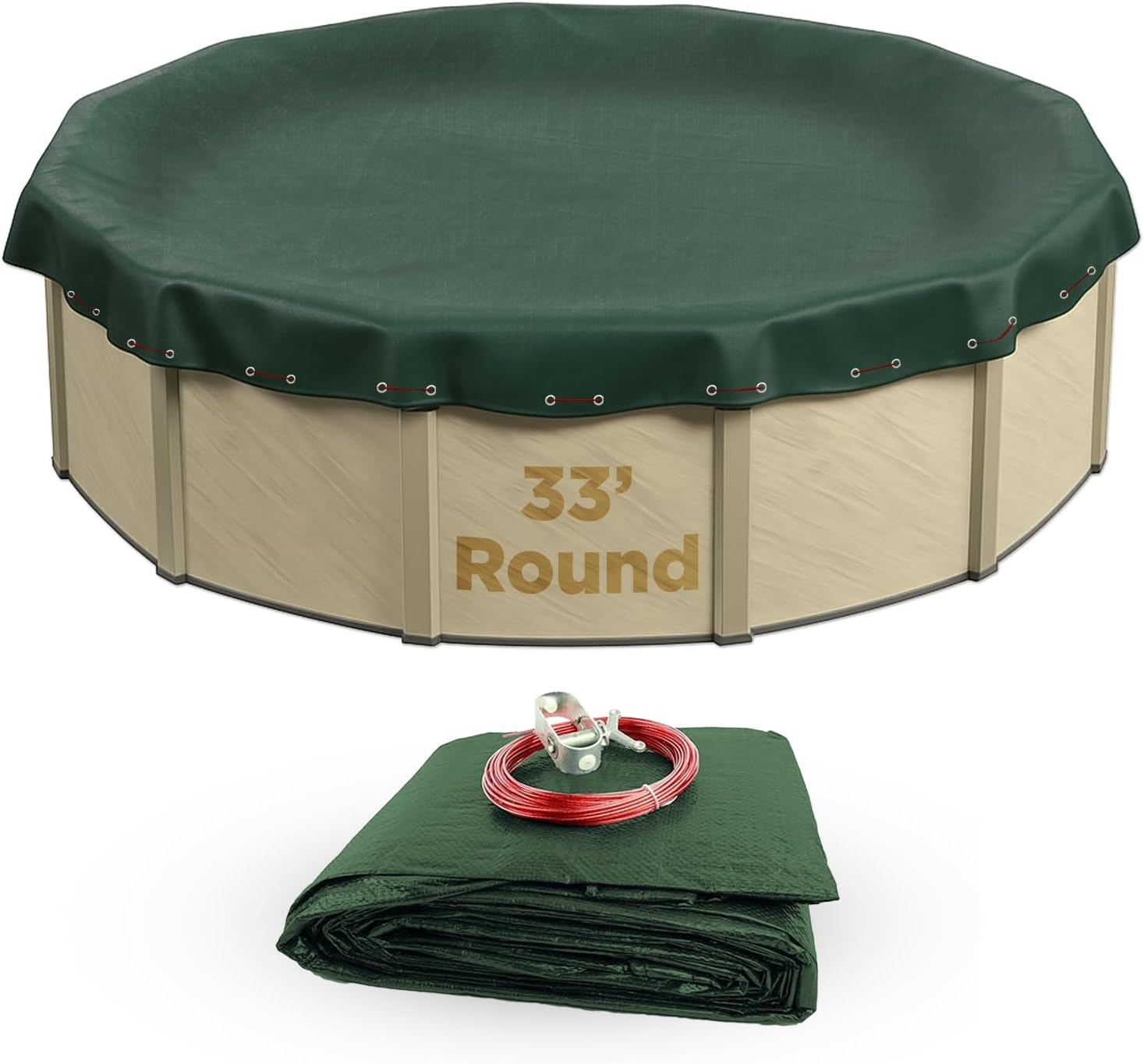 Buffalo Blizzard Ripstopper 33 ft Round Winter Pool Cover | Green Heavy Duty Cover for Closing Above Ground Swimming Pools | Easy to Install | Cold & UV Resistant | Shields from Seasonal Debris
