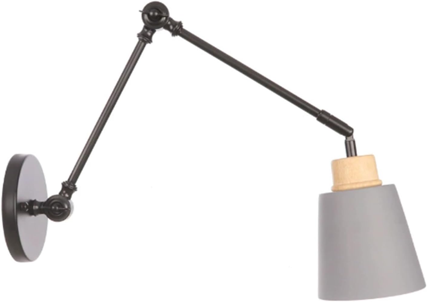 Industrial Vintage E27 Wall Sconce, Adjustable Swing Arm Retro Wall Lamp, Farmhouse Bedside Lighting Fixture, Decorative Iron LED Spotlight, Hardwired Indoor Wall Light(C)