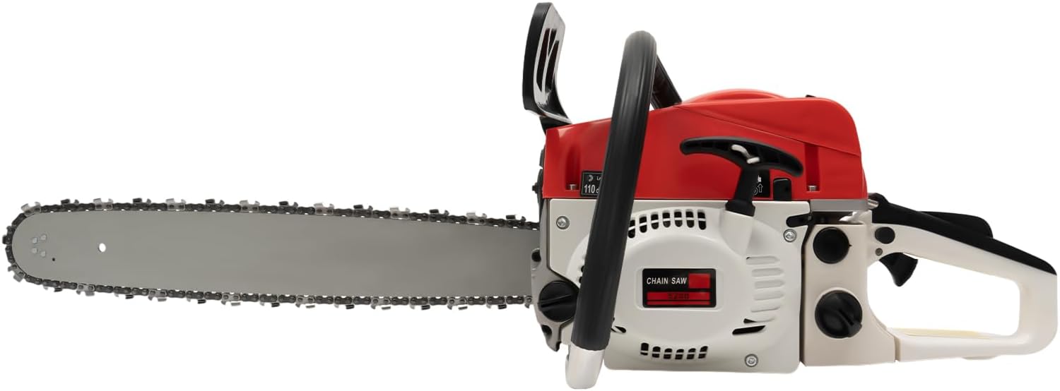 52CC 2-Stroke Gas-powered Chainsaw,20inch Gasoline Chain Saw Set 2-Cycle Engine,7500Rpm High Speed Professional Handheld Lightweight Cordless Petrol Sawing cutting tool for Cutting Wood,Gardening