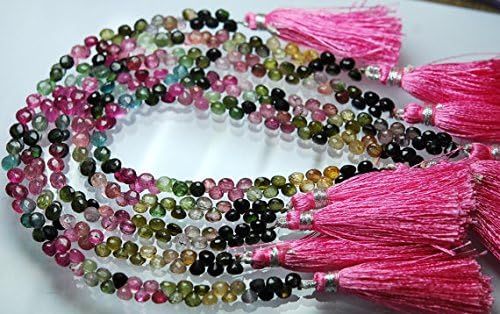 13 inch natural beads strand of 4.5-5mm faceted onion multi tourmaline gemstone briolletes beads for DIY jewelry - necklace, bracelet, earring, ring.