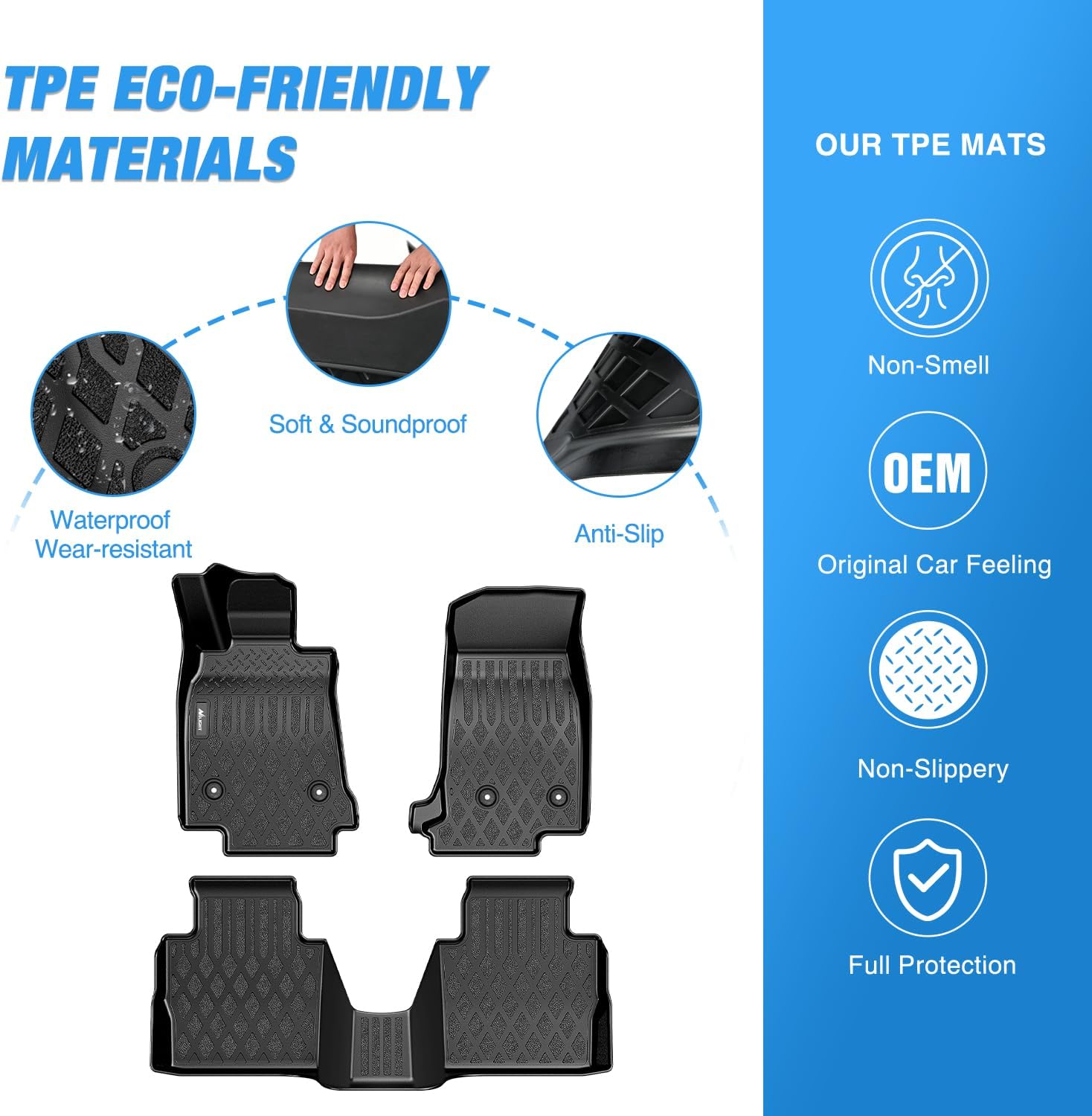 Nilight TPE Floor Mats for Cadillac CT5 2019 2020 2021 2022 2023 2024 All Weather Custom Fit Heavy Duty Floor Liners