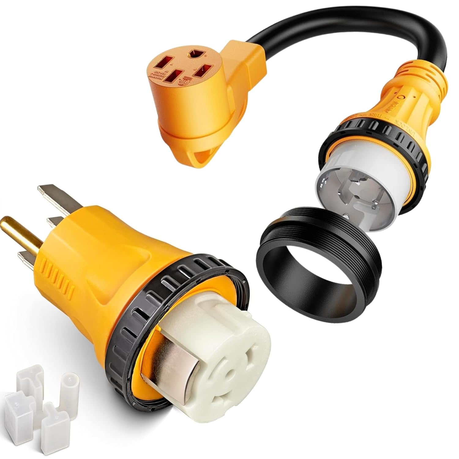 MECMO NEMA SS2-50P to 14-50R 50 Amp Marine Shore Power to Tesla EV RV Power Adapter, NEMA 14-50P to SS2-50R CS6365 for 50A Transfer Switch Power Inlet Box, RV Camper, Generator to House