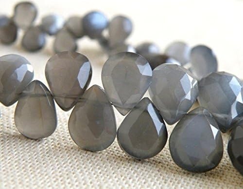 Grey Moonstone Gemstone Briolette Faceted Pear Teardrop 11 to 13mm 12 beads