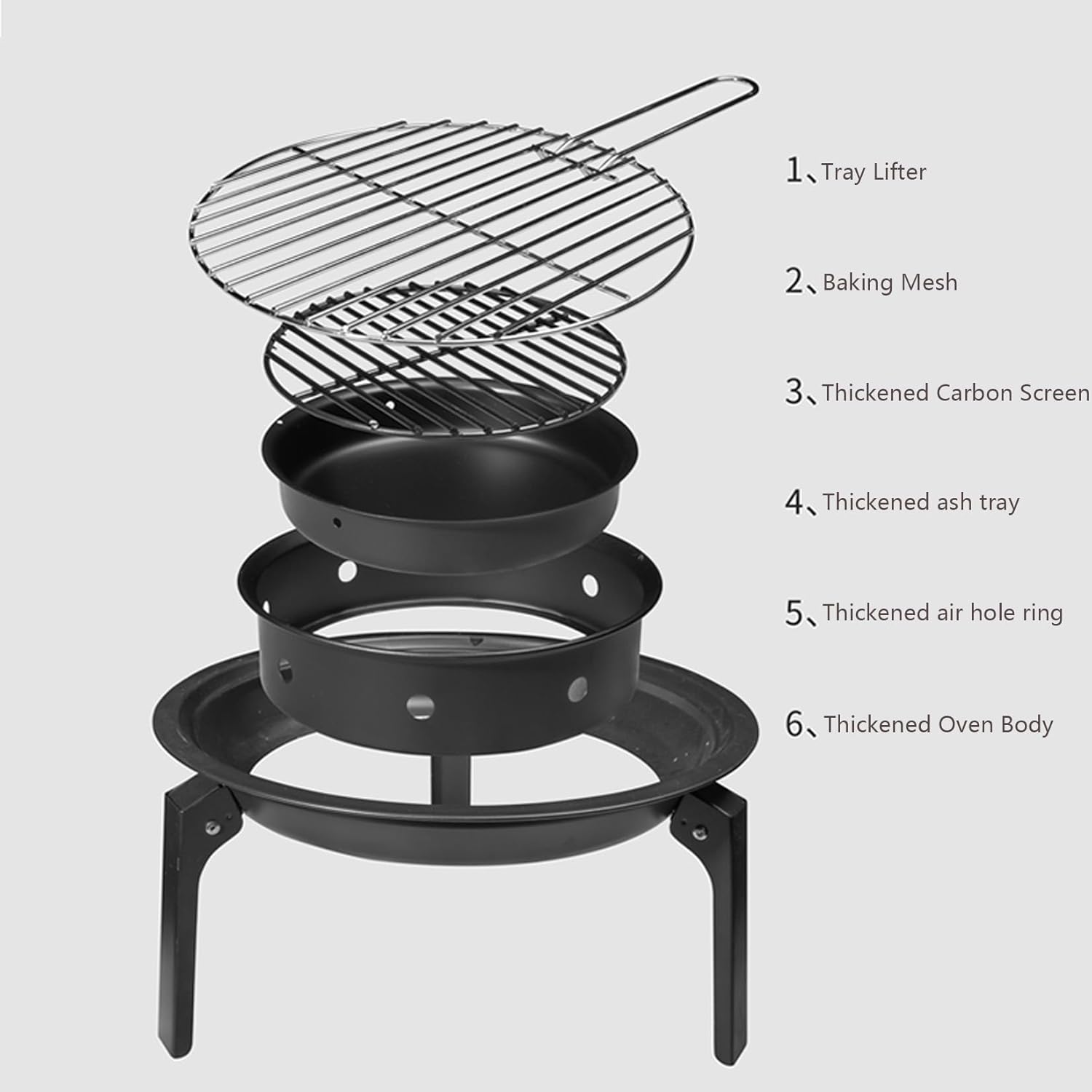 Collapsible Metal Fire Pit,Multiple Ventilation Holes to Help The Fire,Stable and Functional Barbecue for Garden,Patio and Terrace Fires,47 x 35 x 19cm