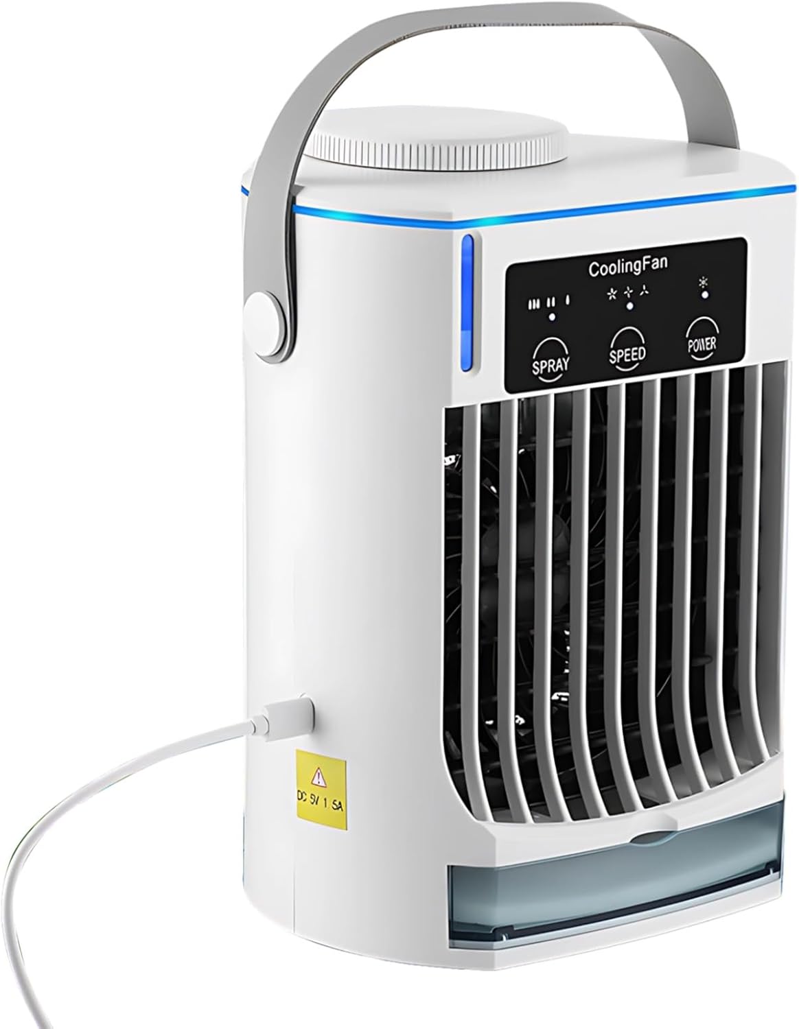 Rechargeable Desk Mini Air Conditioner, Usb-C Fan With 3 Speeds, 500 Ml Water Tank, Ideal For Dorm, Office And Bedroom