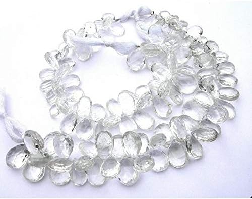 13 inch natural beads strand of 10x7-12x8mm faceted pear crystal quartz gemstone briolletes beads for DIY jewelry - necklace, bracelet, earring, ring.