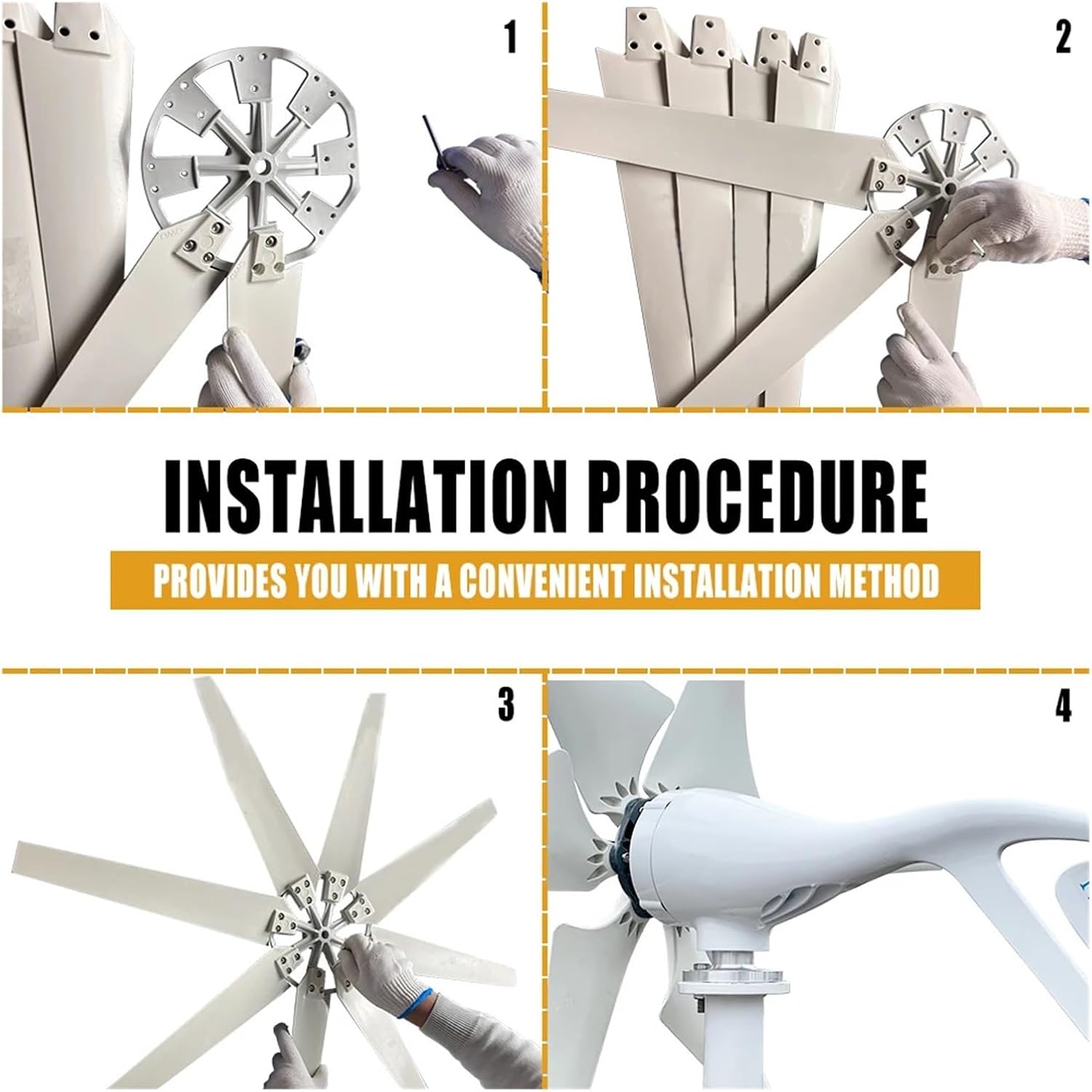 Wind Turbine Generator Kit, 2000W 48V Wind Turbine with 8 Blades Small Wind Turbine for Home Use Low Noise High Efficiency for Hybrid Solar Wind System(12V)