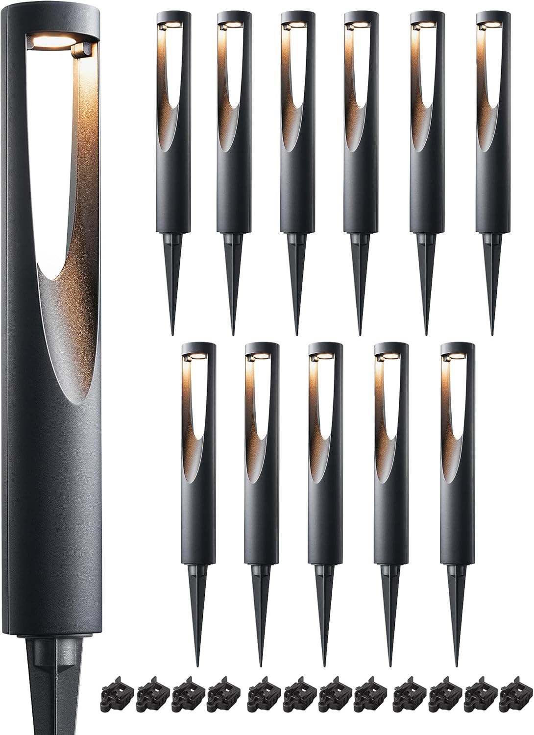 EDISHINE Low Voltage Landscape Lights, 12V 2W 150LM 3000K LED Landscape Path Lights with Connectors, Waterproof Electric Outdoor Landscape Lighting for Walkway Yard Garden, CRI80 12 Pack