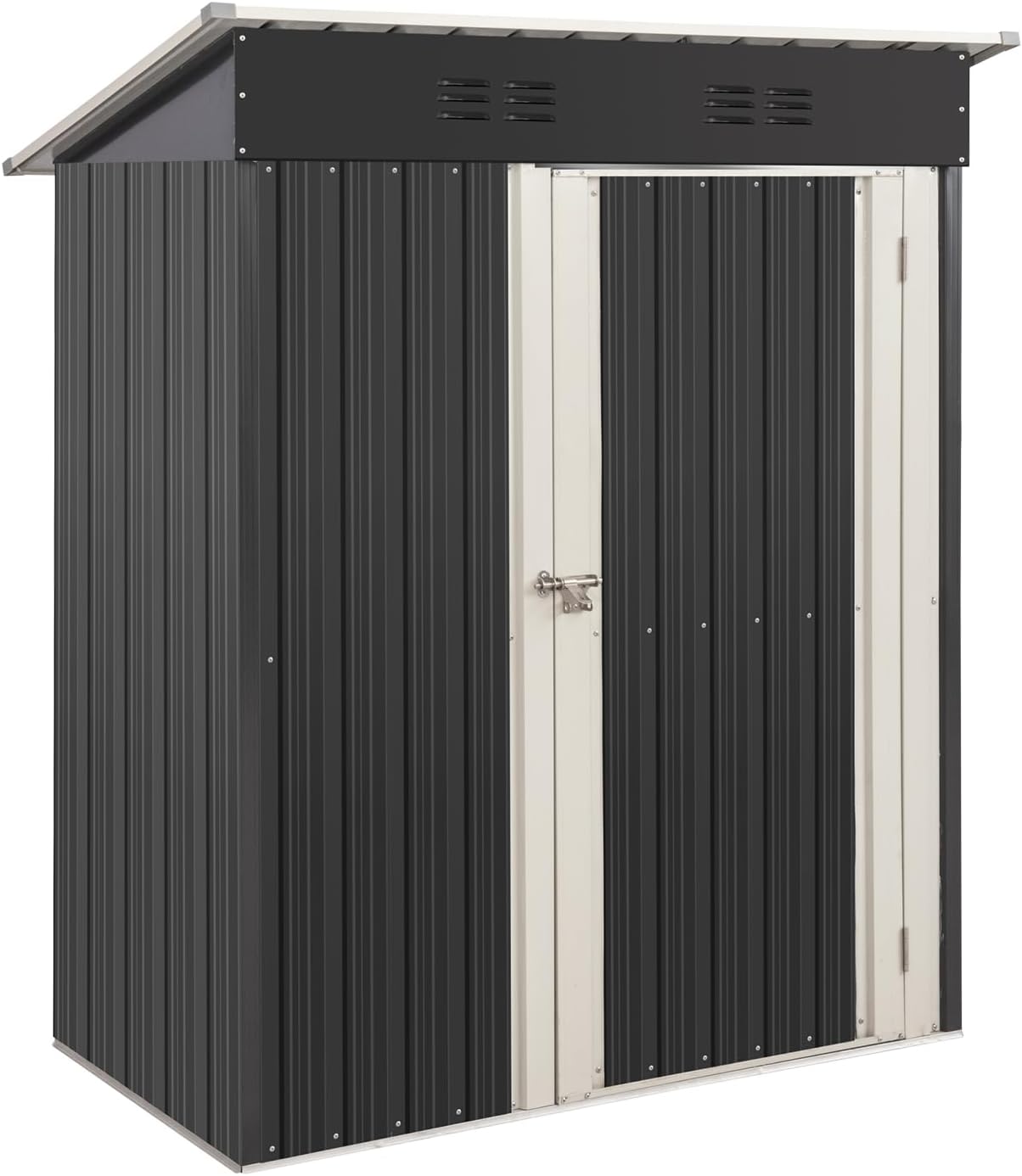 5x3 FT Outdoor Storage Shed, Metal Garden Shed with Lockable Door, Anti-Corrosion Tool Shed with Sloping Roof, for Backyard Patio Lawn