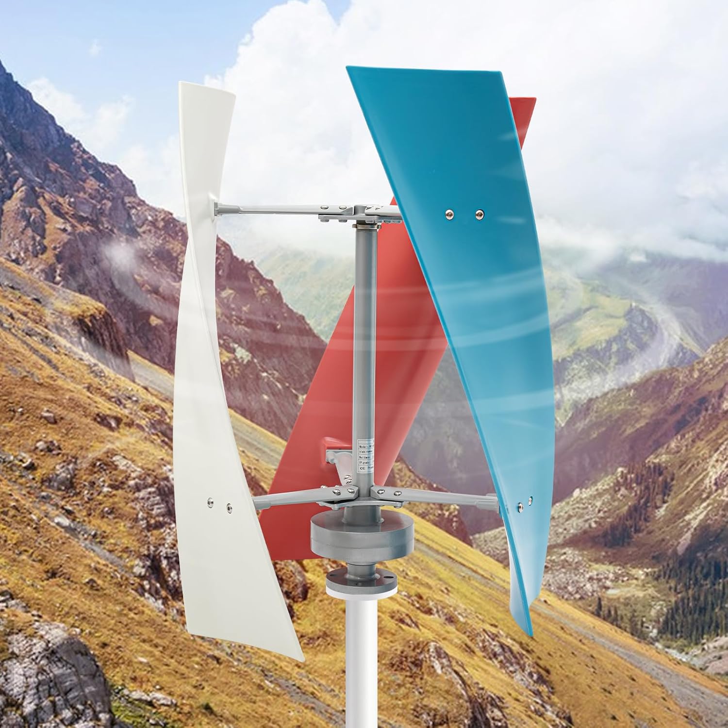 12V 400W Helix Vertical Wind Turbine Wind Generator Windmill+Controller Maglev,Wind Turbine Generator Kit with 3 Portable Vertical Helix Blades for Home Industrial Energy (White, Red, Blue)