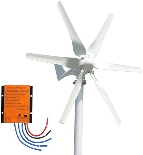 400W 24V Wind Turbine Generator - 6-Blade Design with MPPT Charge Controller for RVs & Off-Grid Solar Wind Systems, Efficient Renewable Energy Source for Sustainable Living