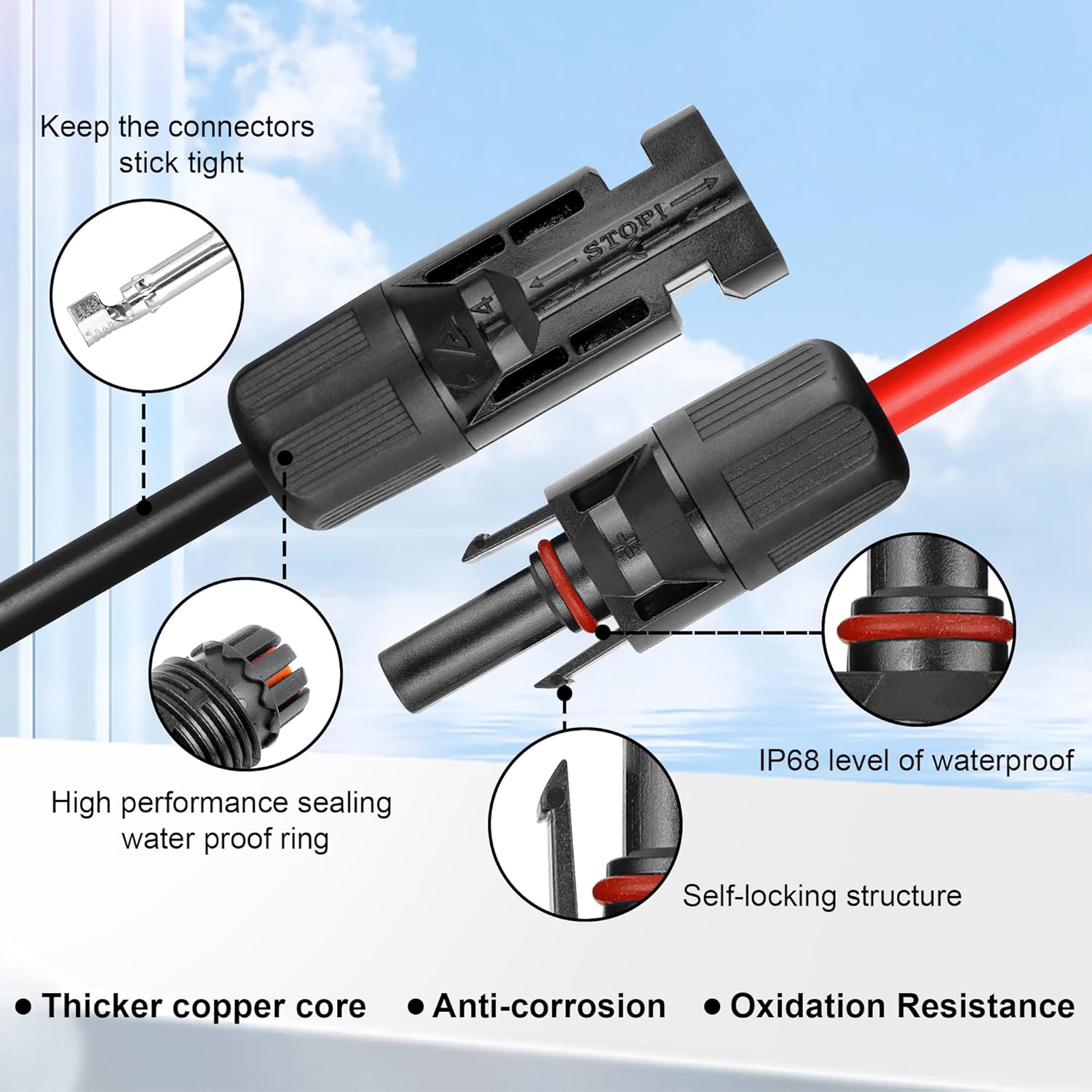 25FT 14AWG DC7909 Solar Panel Extension Cable 30 FT 10AWG Solar Panel Extension Cable