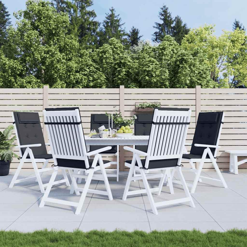 Highback Chair Cushions 6 pcs Black Oxford Fabric Garden Furniture Accessory