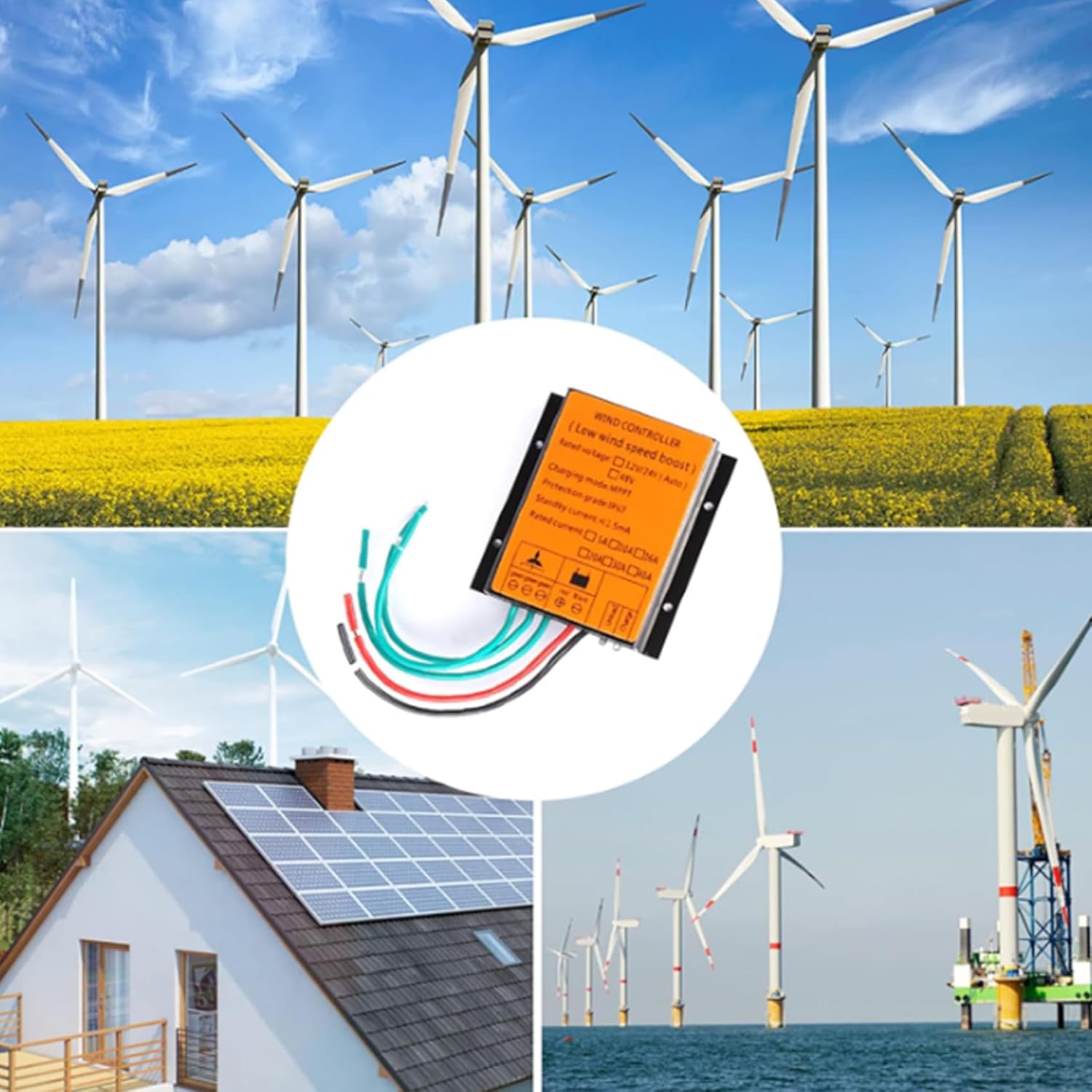 12000W MPPT Wind Turbines Generator Charge Controller, Waterproof 12V 24V 48V Wind Solar Power MPPT Regulator for Wind Turbine Generator