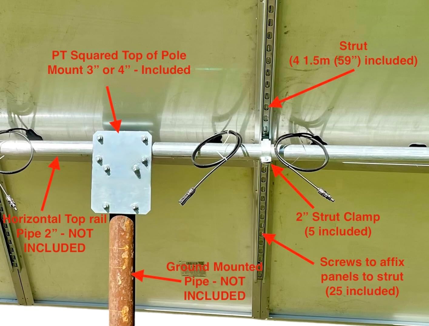 Solar Panel Top of Pole Mount Bracket and Panel Mounting Kit for 4