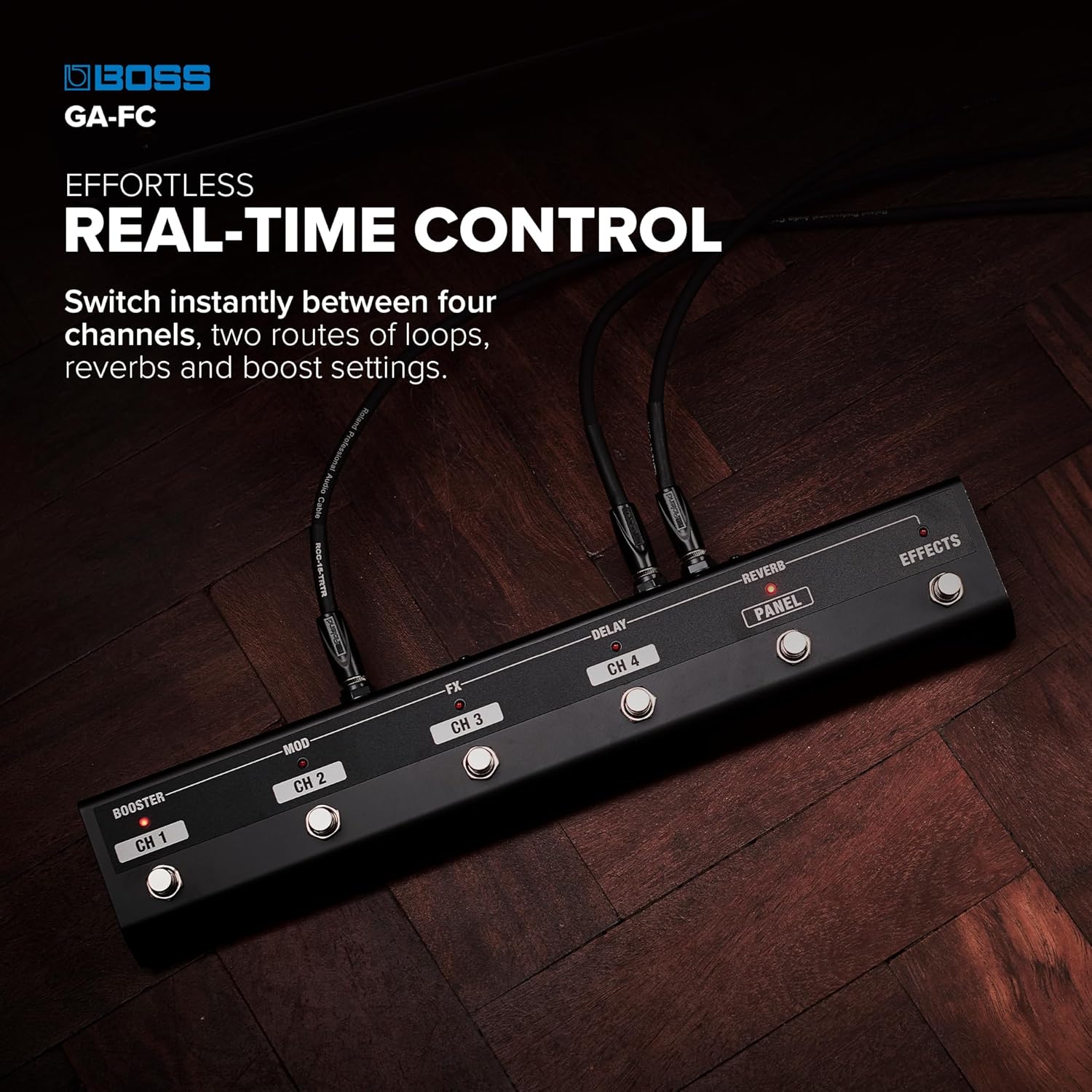 BOSS GA-FC | 6-Button Foot Controller | Hands-Free Control of BOSS/Roland Guitar & Bass Amps | Streamlined Channel Switching | Change Presets & Toggle Effects | Compatible with Most Katana Amps & More