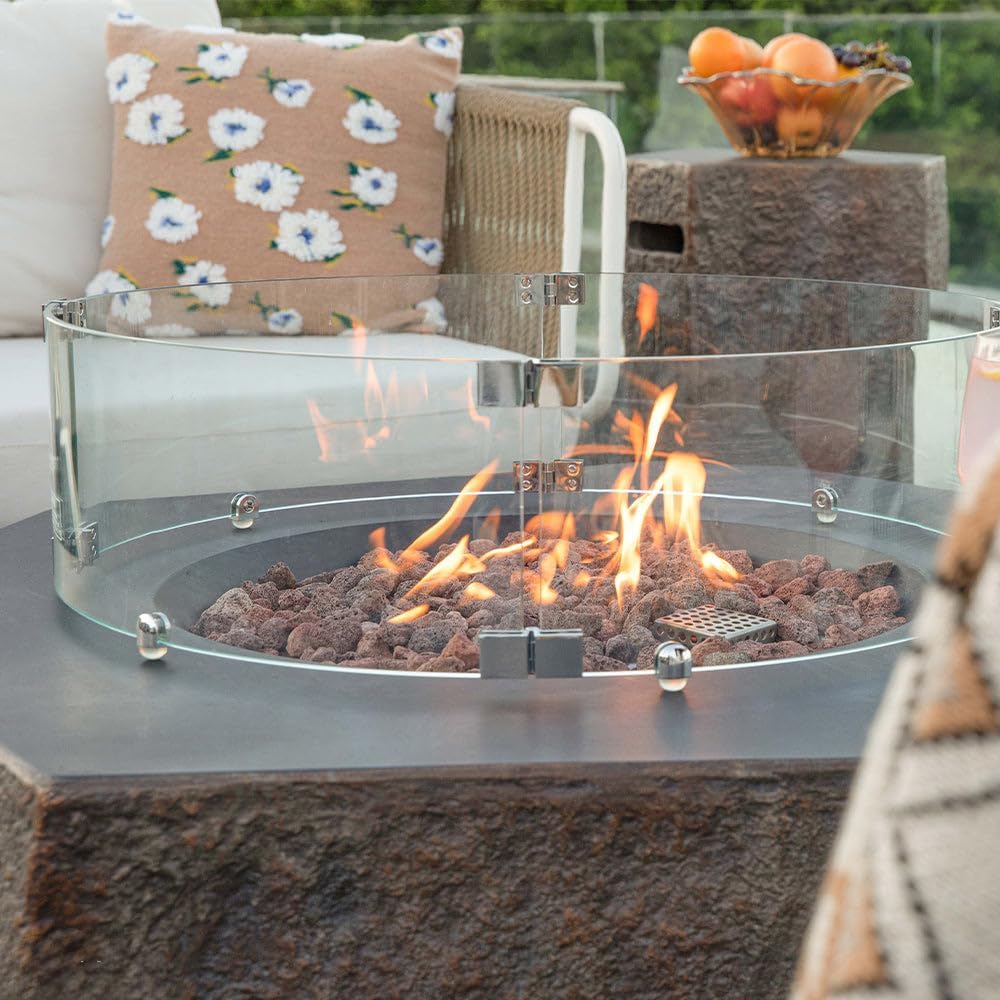 Elementi Outdoor Fire Table Columbia Cast Concrete Fire Pit - Natural Gas