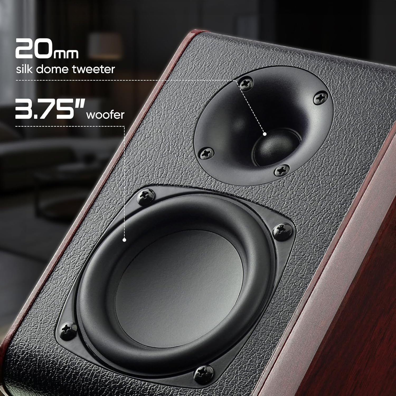 Saiyin Powered Bluetooth Bookshelf Speakers with 3.75