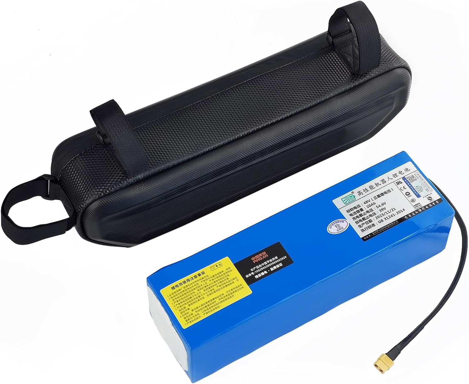 48V 52V 20Ah Universal Power Pack, Rechargeable Lithium Battery, 21700 5000mAh Cells, Built-in 30A BMS, w/ 3A Charger, Waterproof Triangle Bag Batteries DIY Projects (52V20Ah)