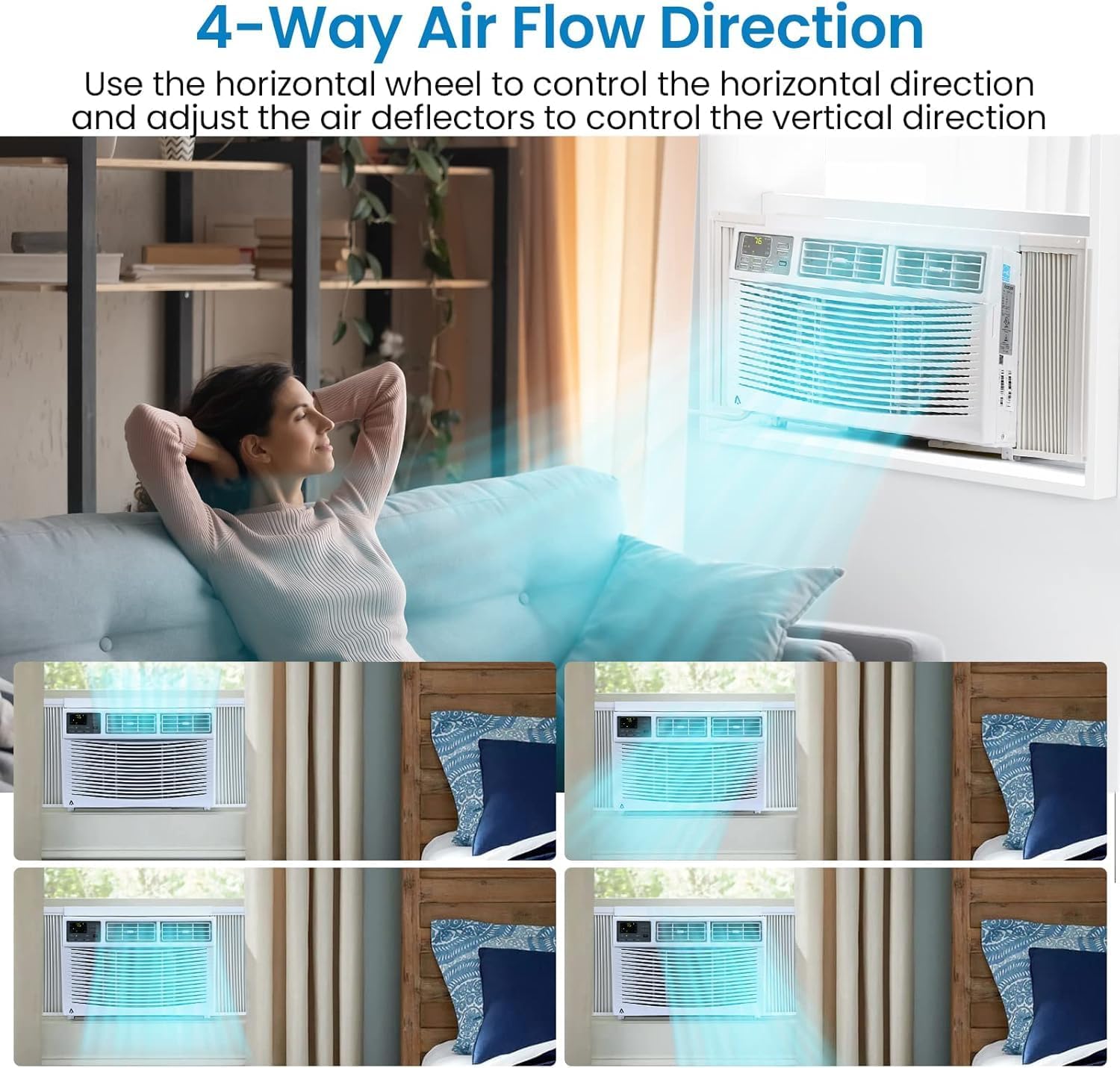 Window Air Conditioner, 8,000 BTU Capacity Covers 350 Sq Ft, Smart Home Compatible with Remote Control and with Wi-Fi Connectivity, Quick Install Window Unit for Bedrooms & Living Spaces